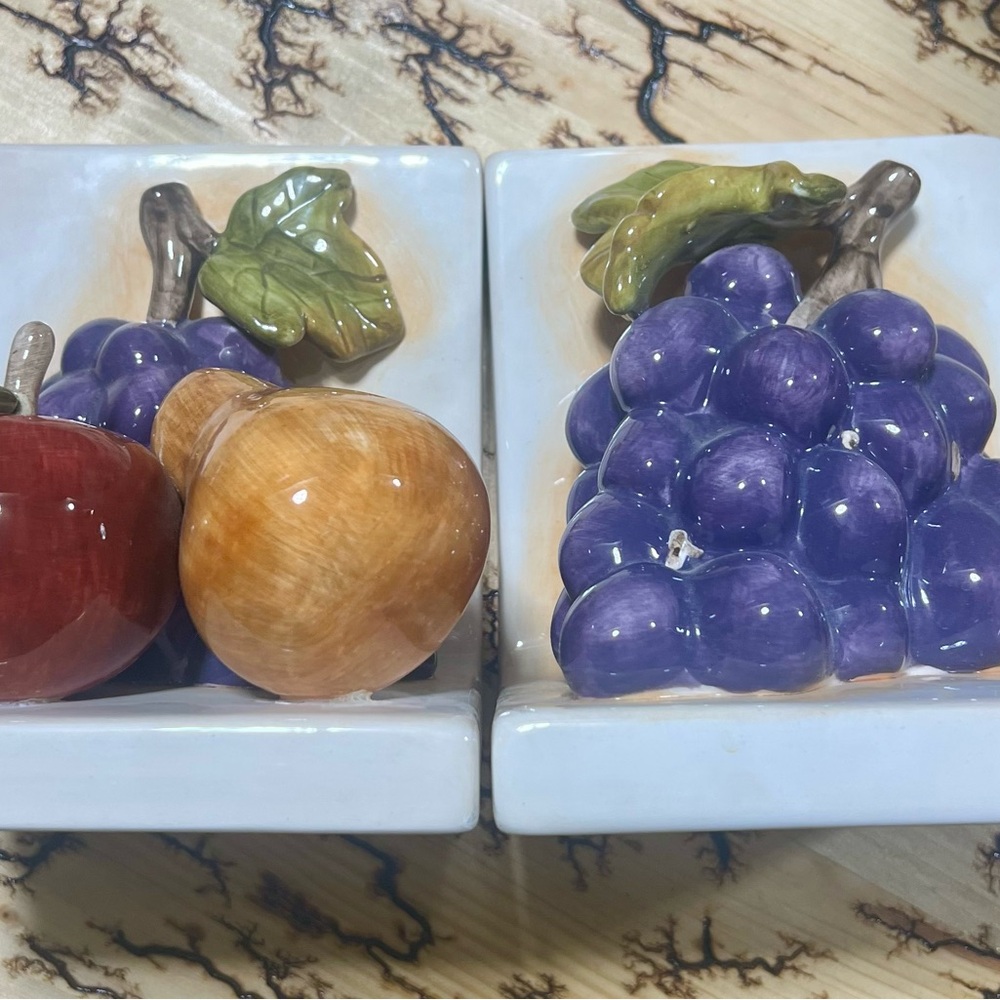 Vintage Home Interiors Sonoma Villa Ceramic Fruit Book Ends Set. Great Condition - Picture 2 of 8